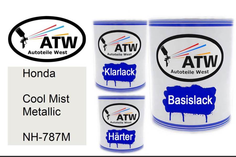 Honda, Cool Mist Metallic, NH-787M: 1L Lackdose + 1L Klarlack + 500ml Härter - Set, von ATW Autoteile West.